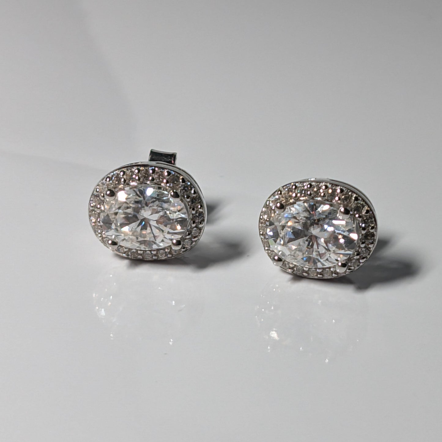 Womens Moissanite Oval Earrings