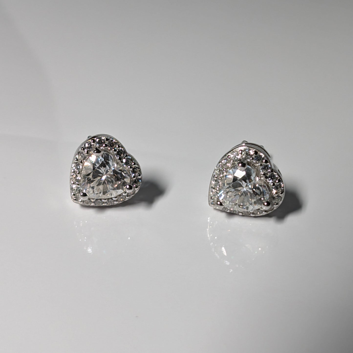 Womens Moissanite Heart Earrings