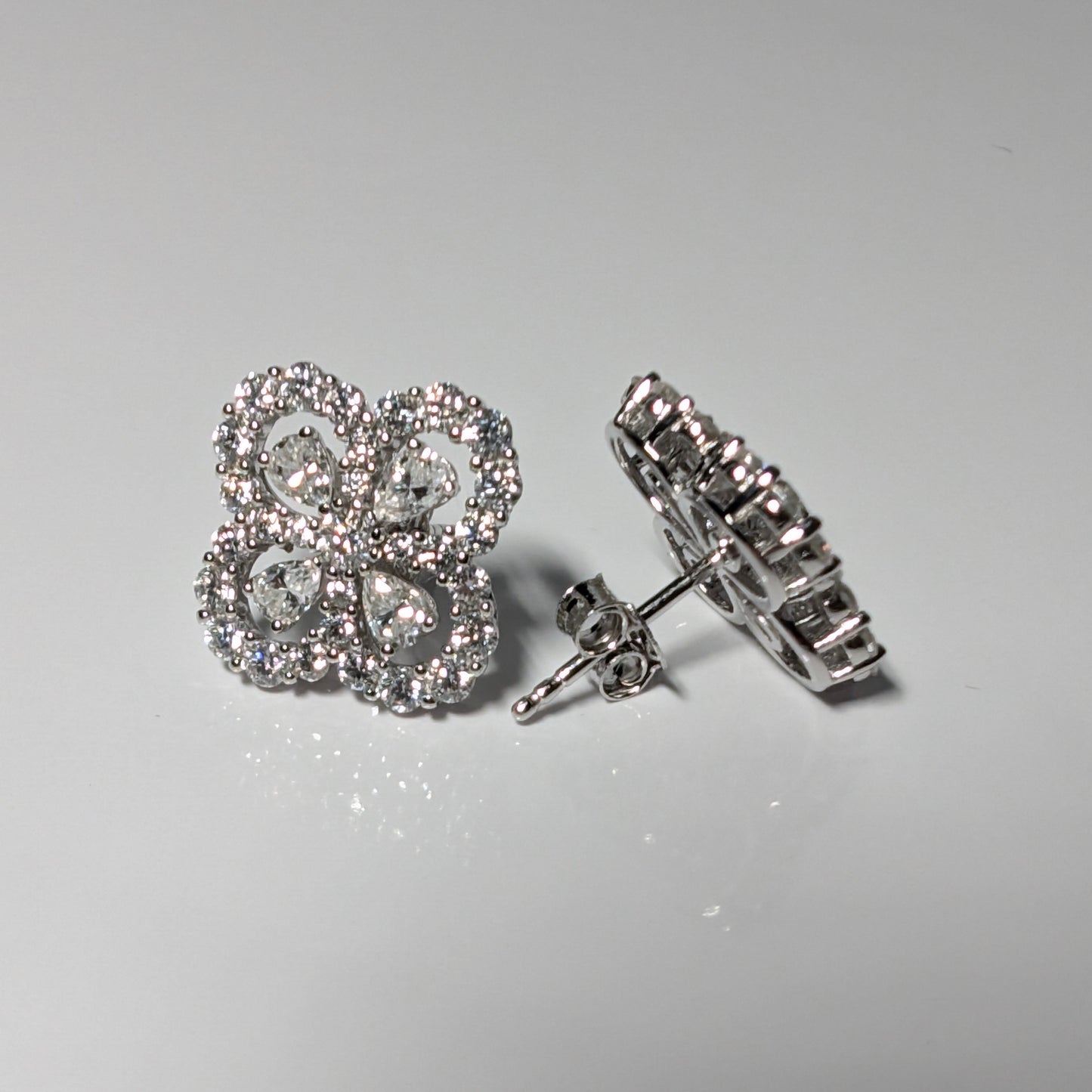 Womens Moissanite Flower Earrings