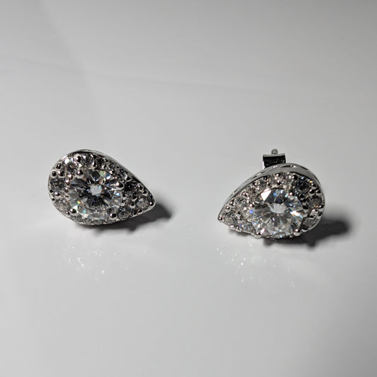 Womens Moissanite Pear Earrings