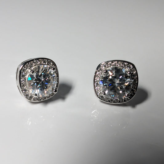 Womens Moissanite Round Stud Earrings