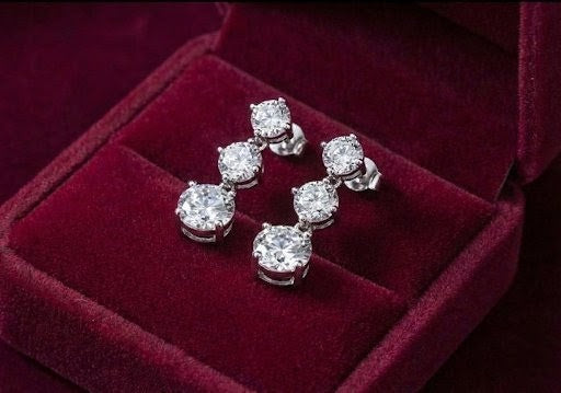 Triple round cut earrings