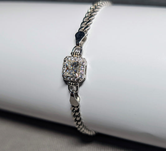 Womens Princess Cut Moissanite Bracelet