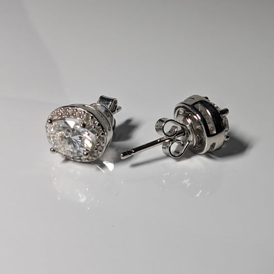 Womens Moissanite Oval Earrings
